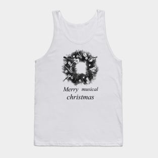 Christmas music wreath (Black) Tank Top